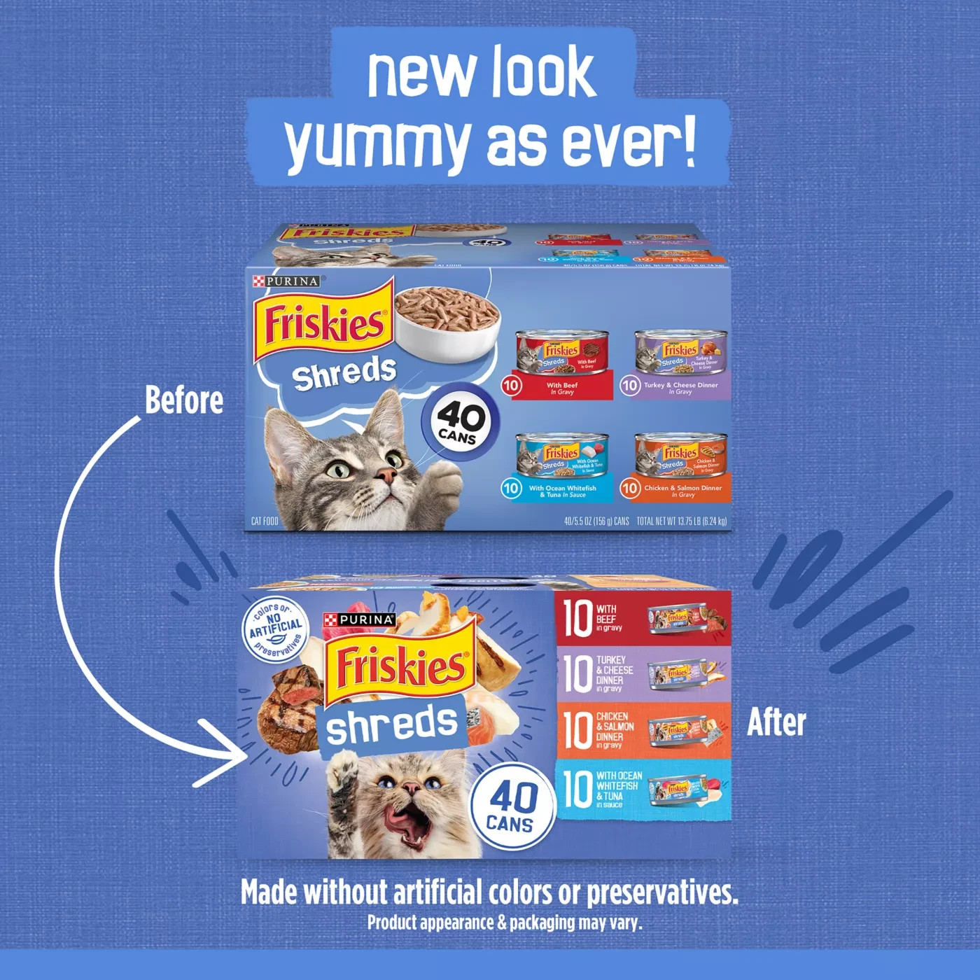 (2 PACK) Friskies® Shreds Adult Cat Wet Food – Variety Pack, 5.5 oz, 40 Cans