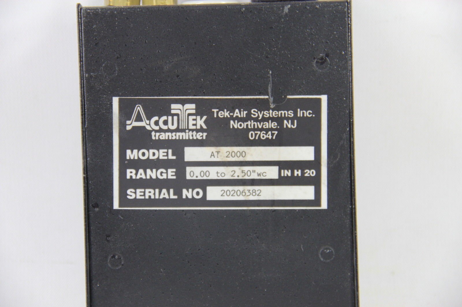 Tek-Air Accutek AT 2000 Pressure Transmitter RANGE 0.00-2.50″wc IN H20 – USED