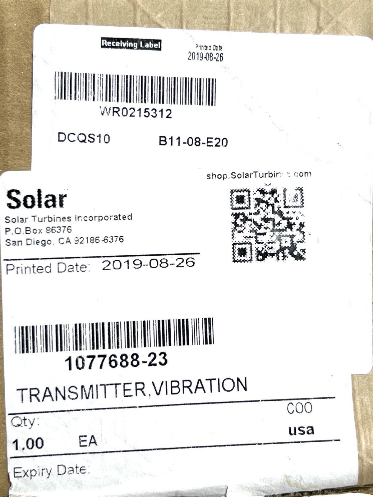 NEW Solar Turbines Radial Vibration Transmitter 1077688-23, CEC 1-828-A09-10-14S