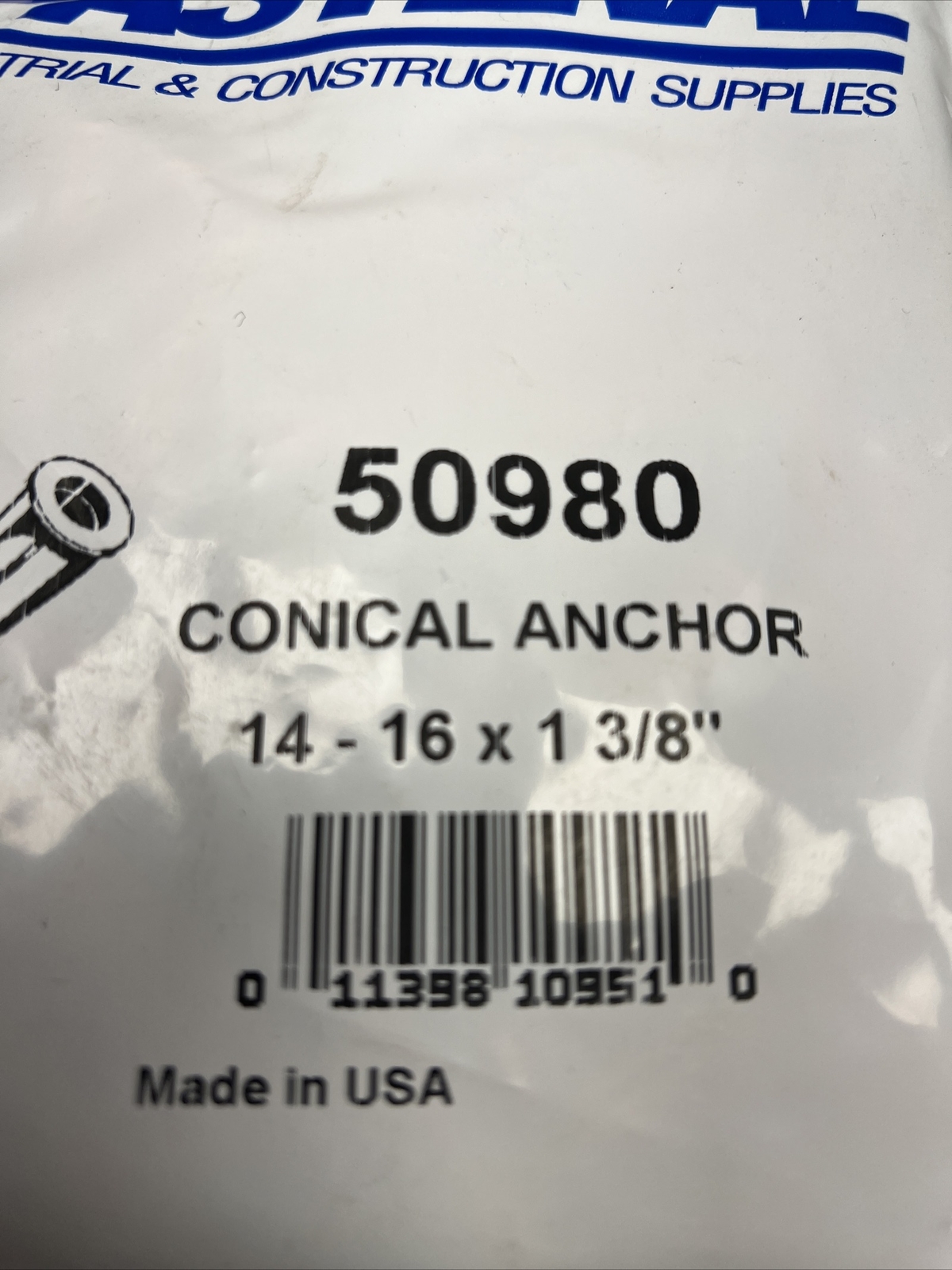 New FASTENAL 50980 Conical Anchor 100 Pieces