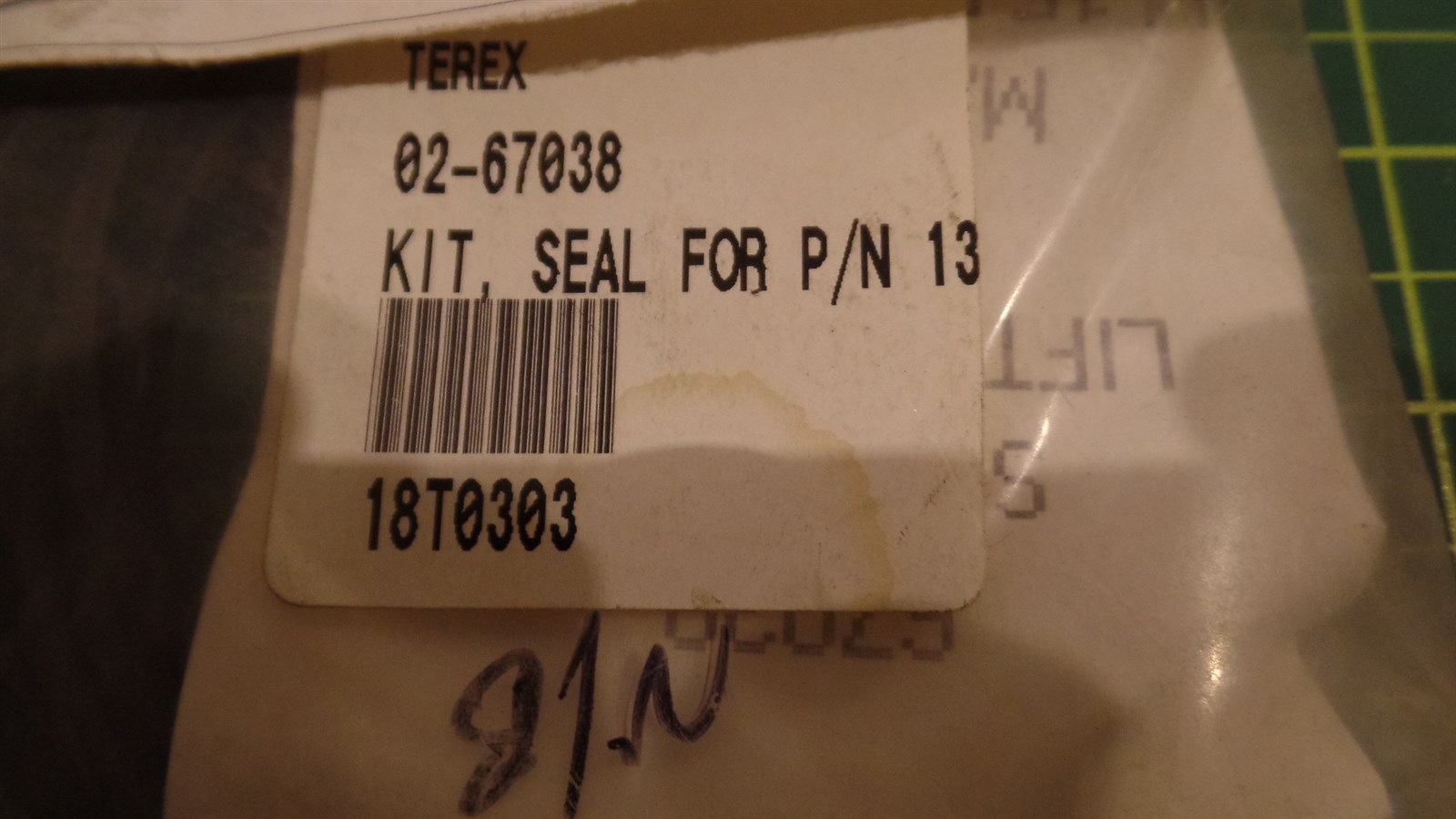 GENUINE TEREX AERIAL SEAL KIT 02-67038, 0267038, ( FOR PART# 130973 ) NIB, N.O.S