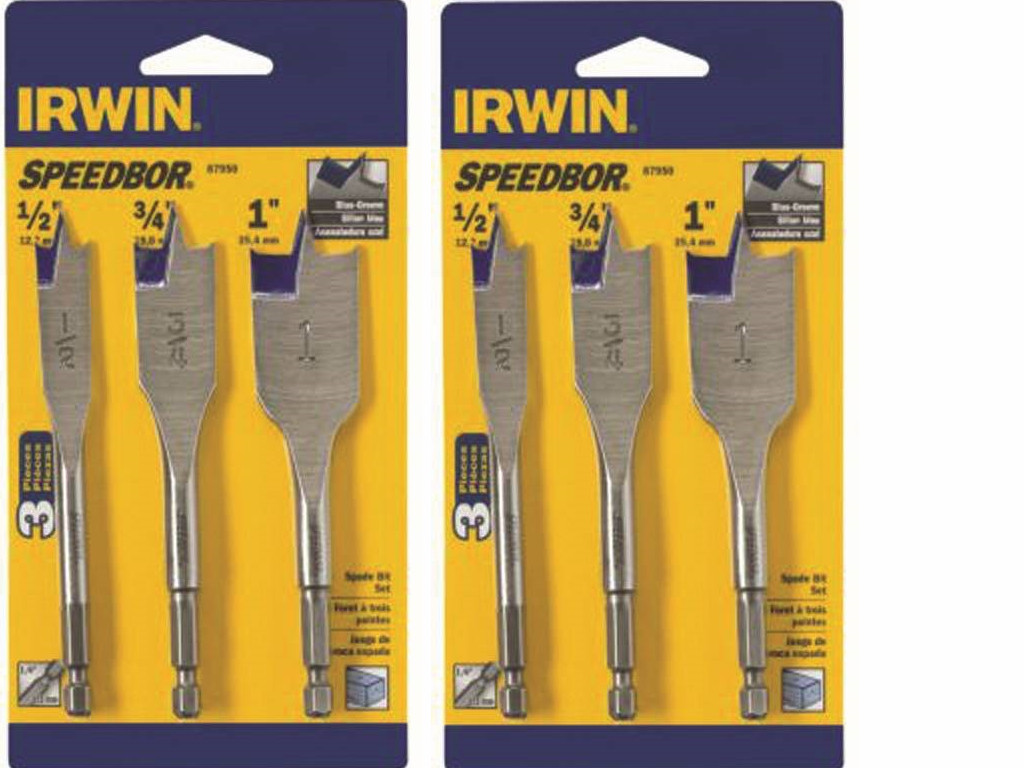 2 Pack Irwin Bit Set 1″ 3/4″ & 1/2″ Industrial Speebor Blue Groove Spade 6-Piece