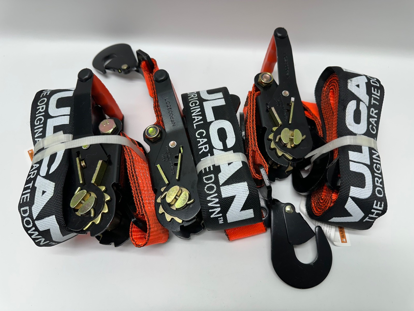 3pk VULCAN PROSeries Orange Axle Strap Tie Down Kit – Snap Hook Ratchet Straps