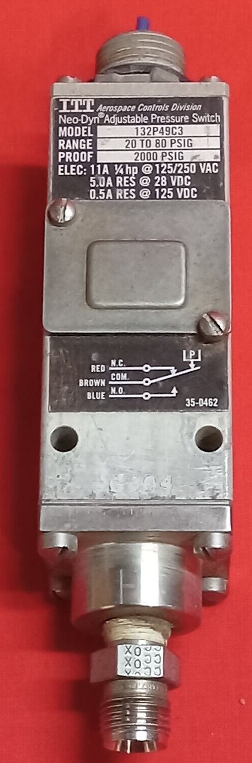 ITT AEROSPACE CONTROLS DIVISION NEO-DYN ADJUSTABLE PRESSURE SWITCH 132P49C3
