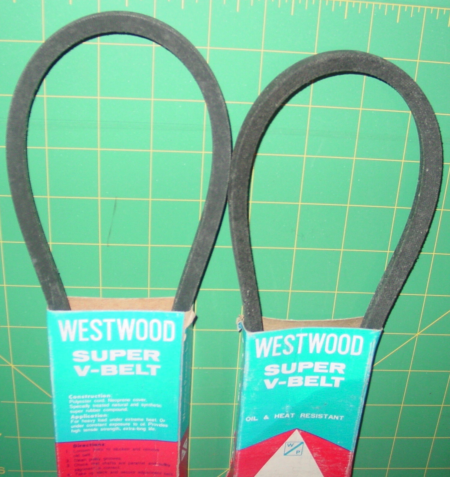 LOT OF 2 Westwood 4L-370 SUPER V-BELT HEAVY LOAD EXTREME OIL HEAT NOS USA MADE
