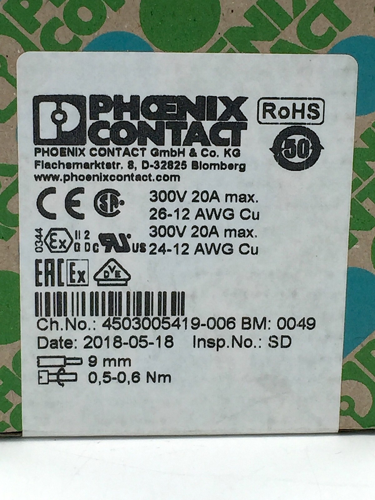 Phoenix Contact 3248030 Terminal Block MUT 2,5 Mini Feed x 24 pcs
