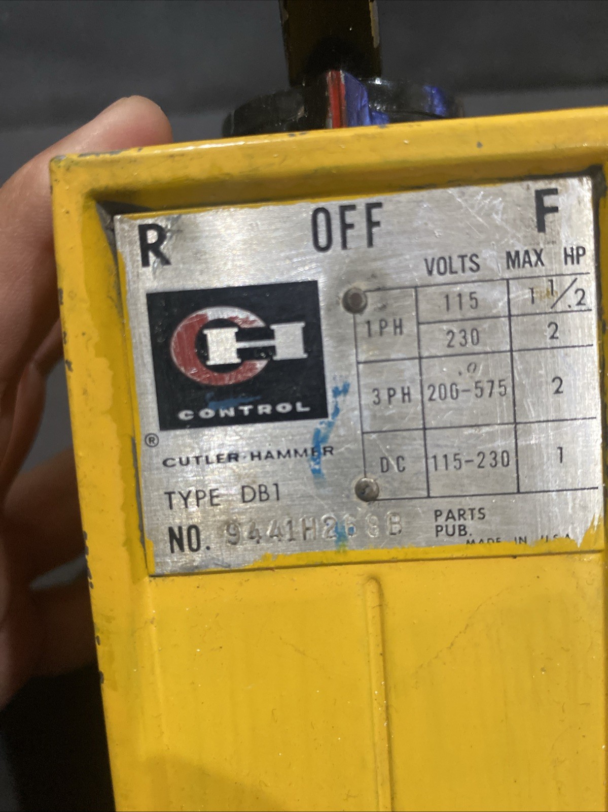 CUTLER HAMMER 9441H268B DRUM SWITCH TYPE DB1 115-230V 1-1/2HP