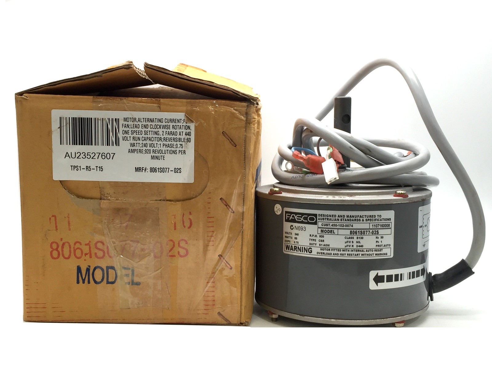 Fasco 8061S077-02S Fan Motor A/C 240V 85W 0.75A 920 RPM Single Phase