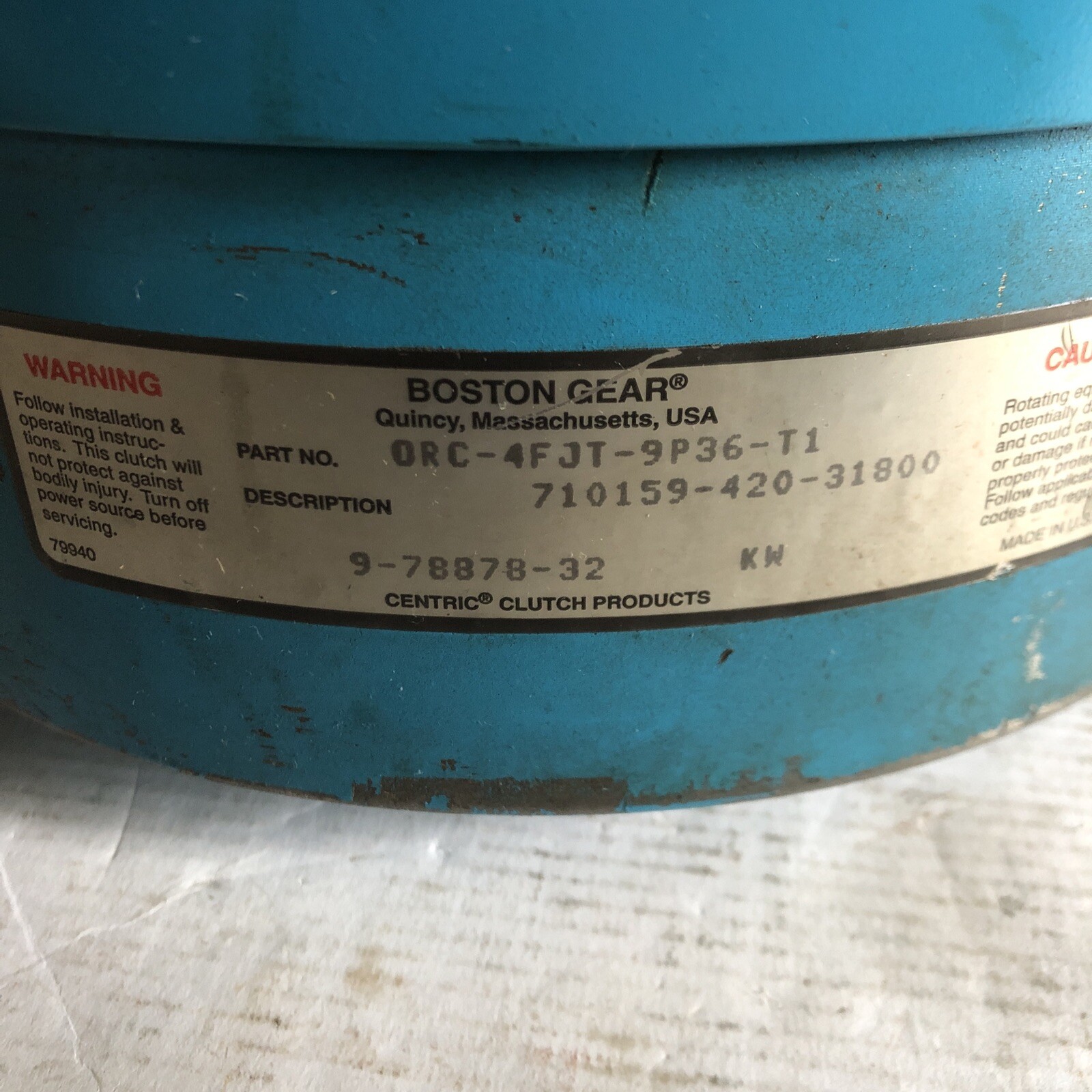 BOSTON GEAR ORC-4FJT-9P36-T1 CENTRIC MOTOR CLUTCH,710159-420-31800,6000,EF