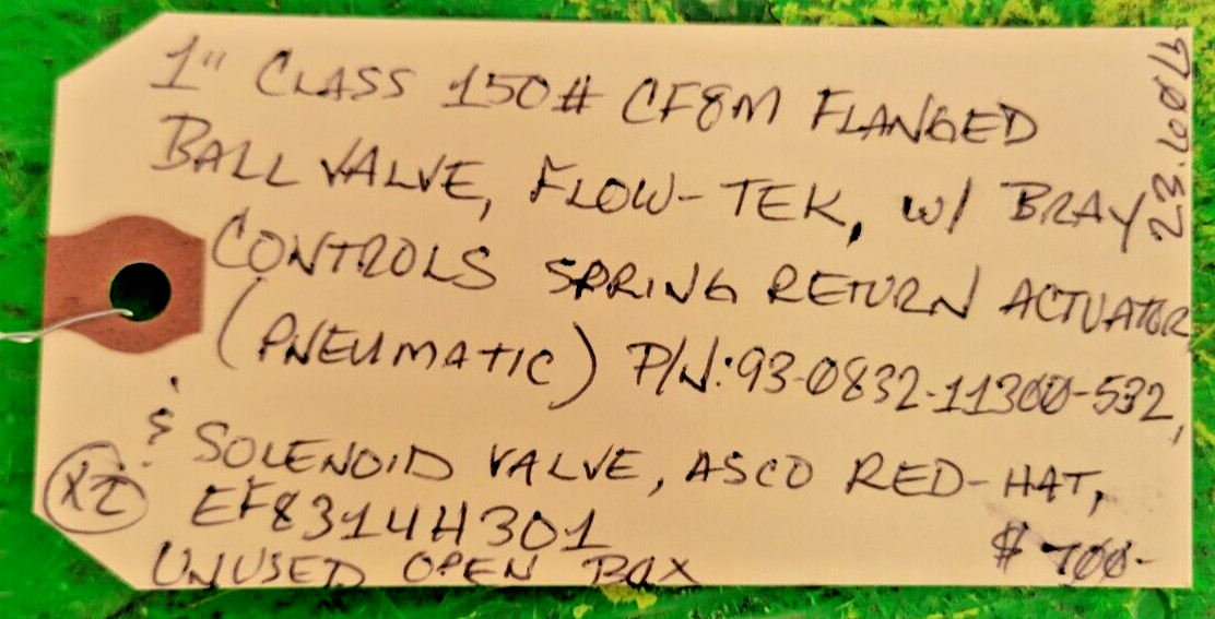 🟠FLOW-TEK 1″ FLANGED BALL VALVE BRAY CONTROLS PESSCO OFFERING 1 G092524-1-2 🗽