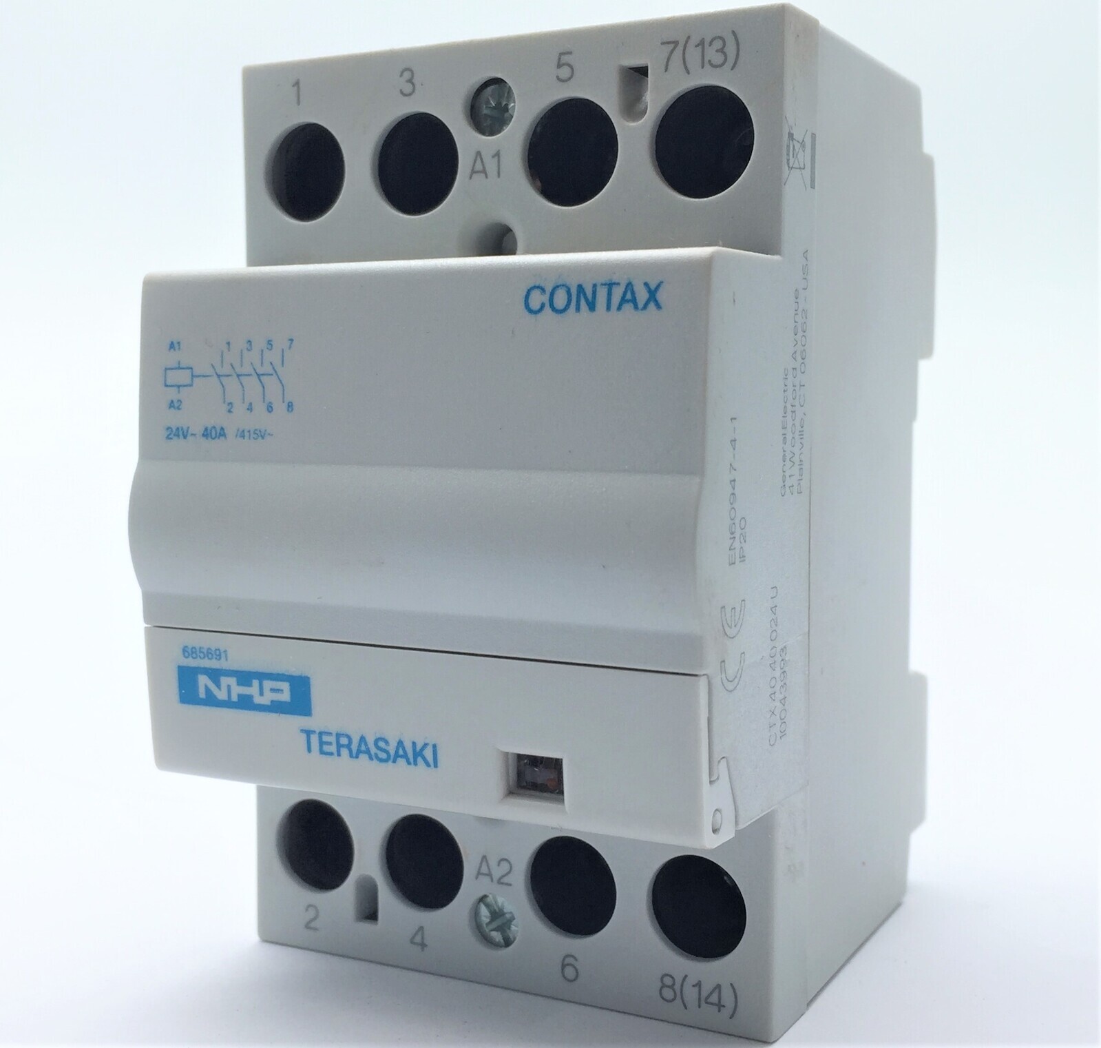 NHP Terasaki DTC4040024 DIN Contactor 4NO 24V 40A/415V Contax 685691