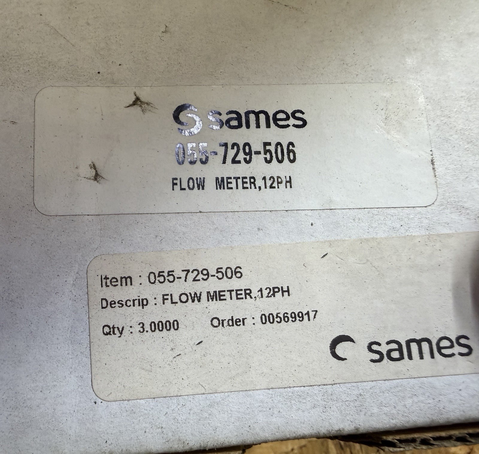 SAMES / Kremlin Flow Meter 12ph 055-729-506 NOS Qty 5 Volume Discount Applies