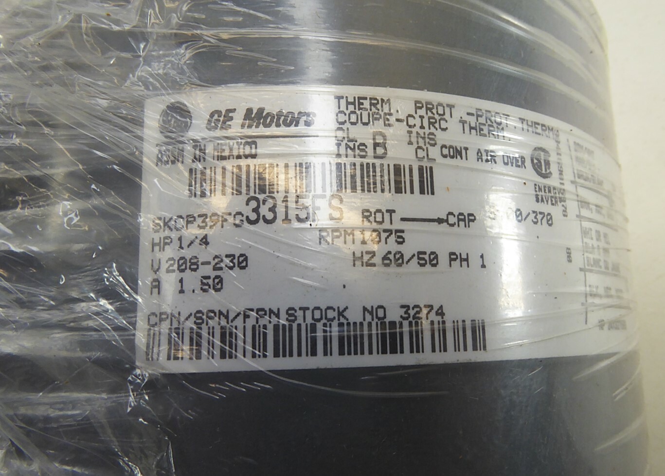 GE 5KCP39FG3315FS 1/4HP 208-230V 1.5A 1075RPM CW 3274 NEW IN BOX