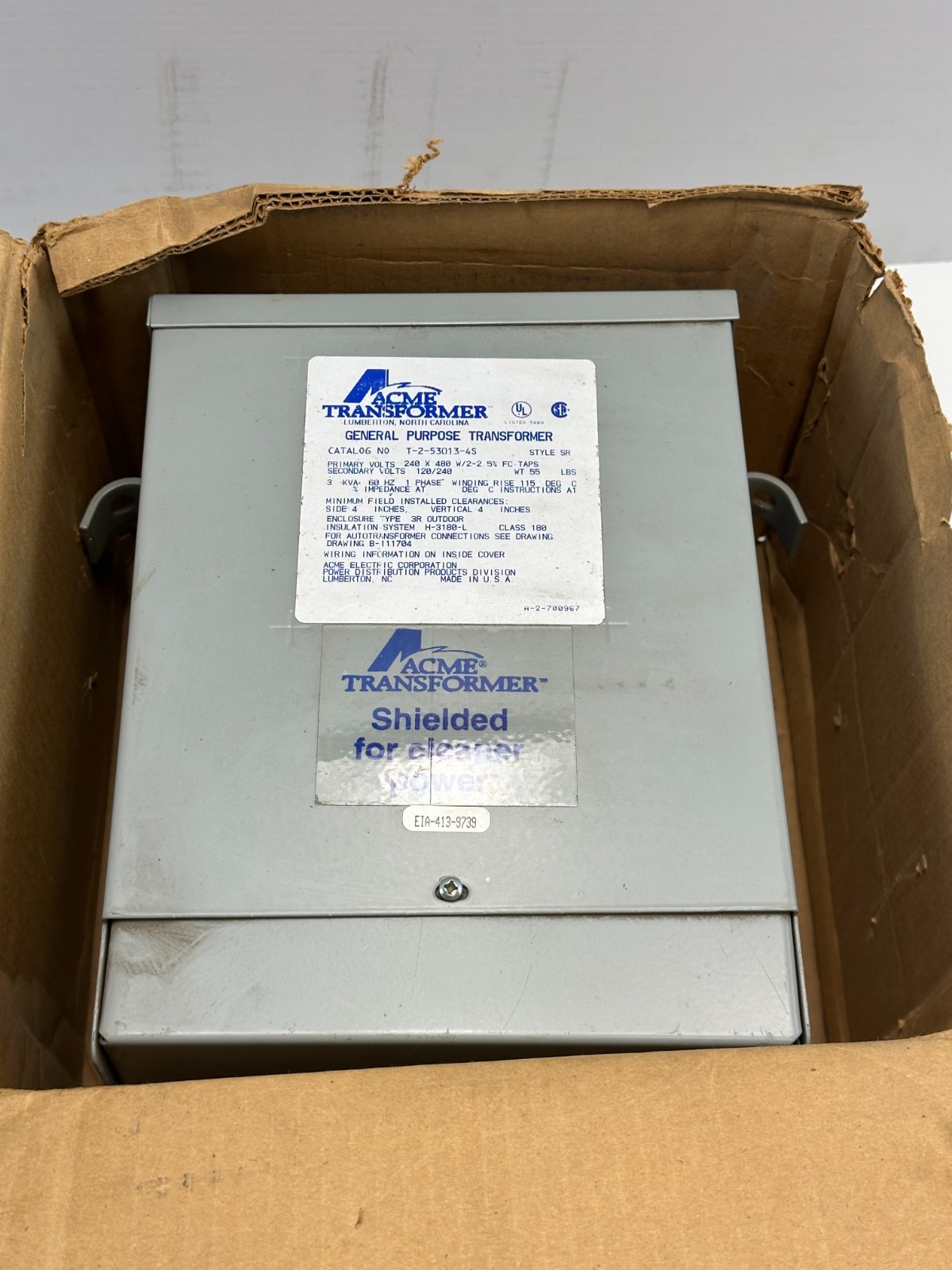 ACME TRANSFORMER T-2-53013-4S GENERAL PURPOSE TRANS. STYLE SR 3KVA 1 PHASE 60HZ