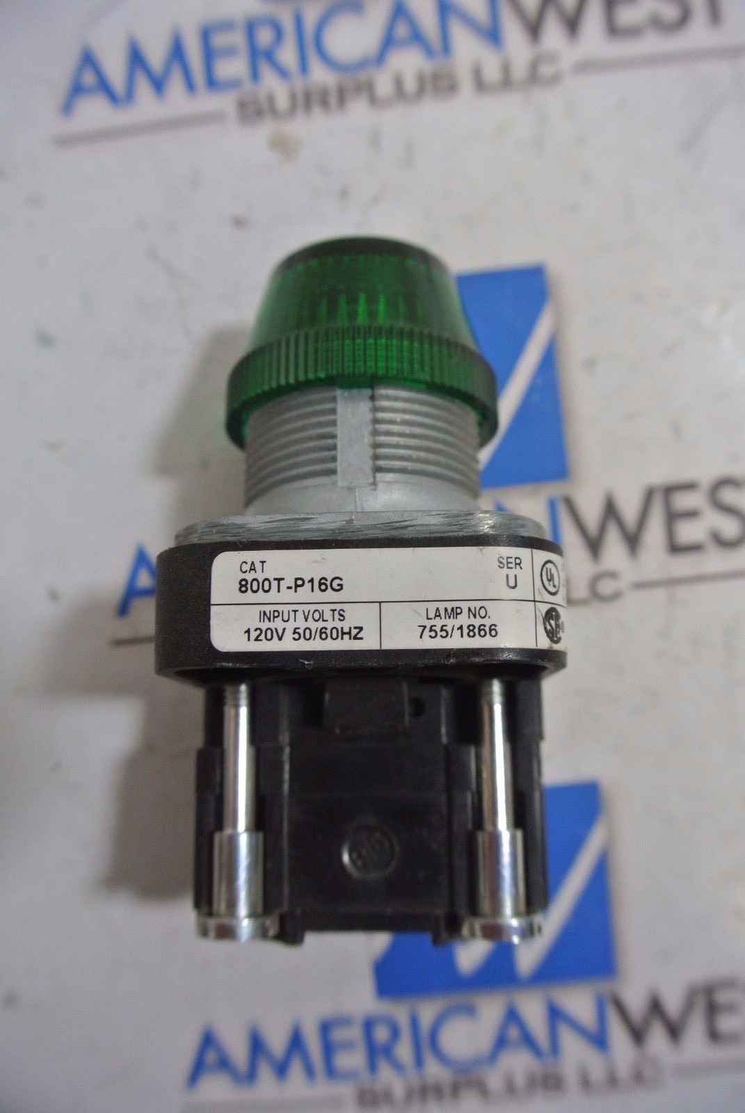 Used Allen Bradley 800T-P16G 800TP16G Green Illuminated Pilot Light