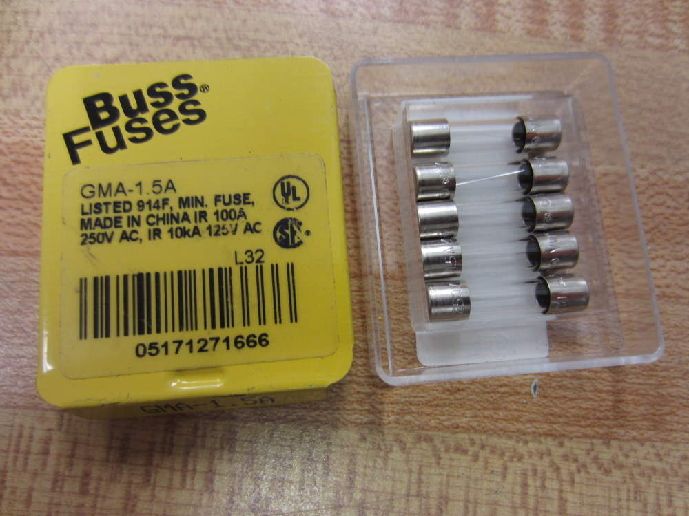 Buss GMA-1.5A Bussmann Fuse Cross Ref 6F099 (Pack of 10)