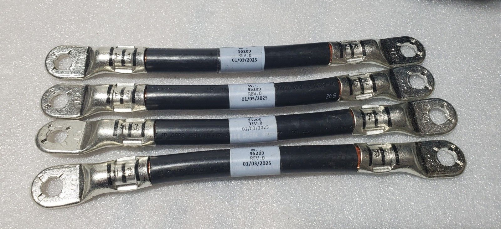 Lot 4 W. I. 95200 P45 1/0 Battery Cable 8 in Smoke 00 Gauge