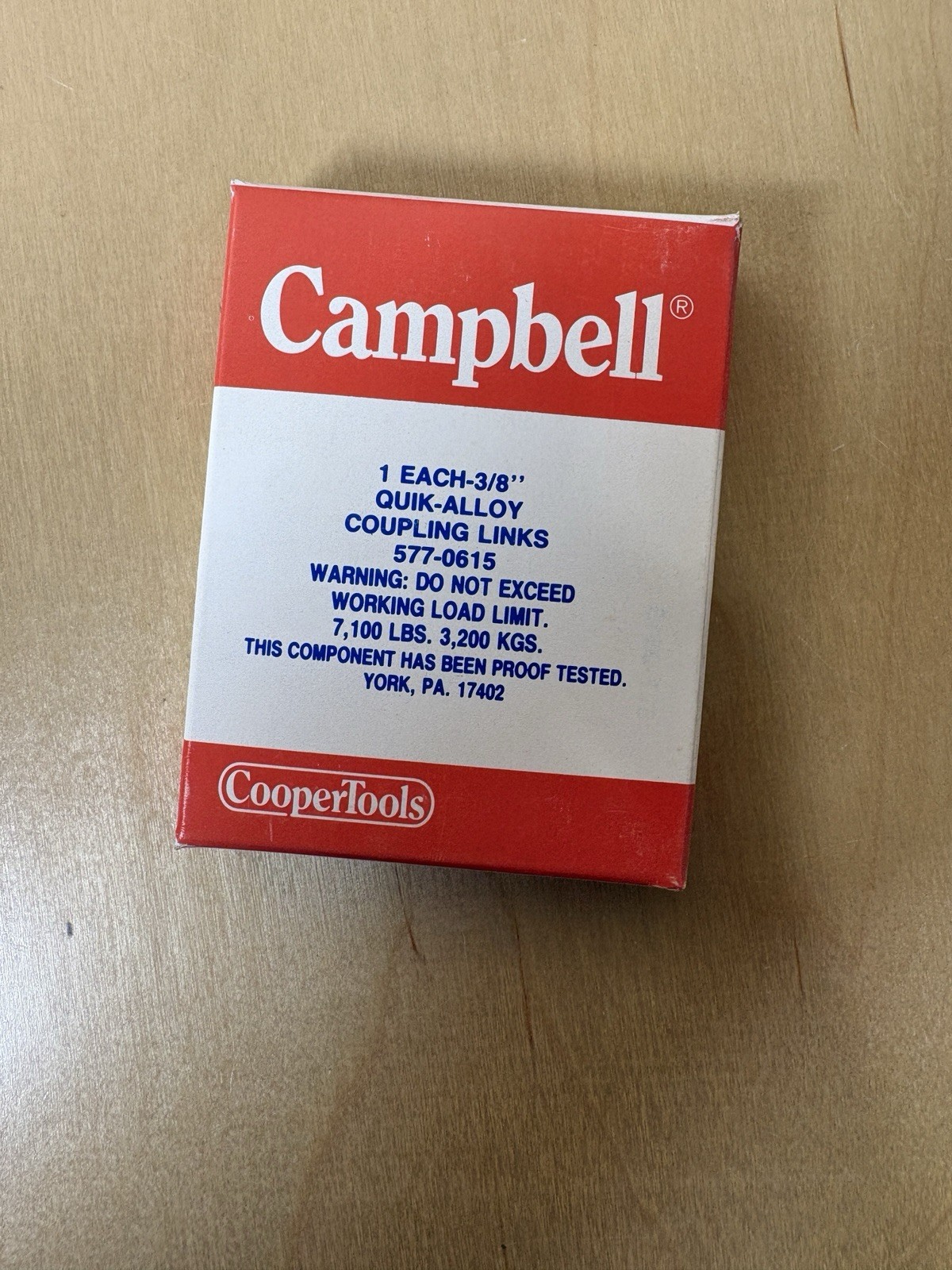 NIB NOS Campbell 3/8″ Quick Alloy Coupling Link / 7,100lbs / #577-0615
