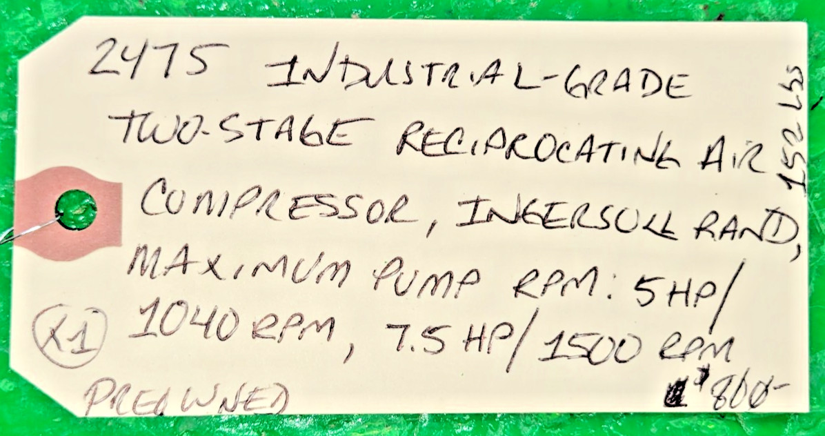 6️⃣INGERSOLL RAND 2475 TWO-STAGE AIR COMPRESSOR PESSCO’S OFFERING 1 G062826-2 🗽