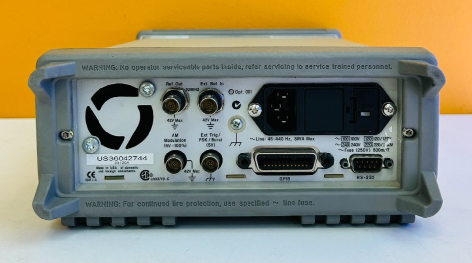 HP 33120A-001 15 MHz, Function / Arbitrary Waveform Generator + Opt 001. Tested!