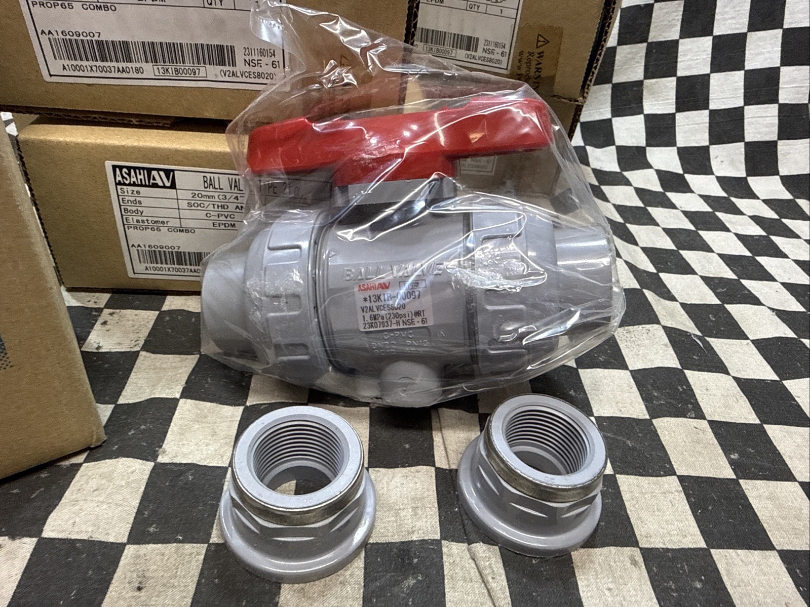 x7 ASAHI AA1609007, BALL VALVE TYPE 21, 3/4″ (20mm) SOC/THD ANSI, C-PVC, EPDM,