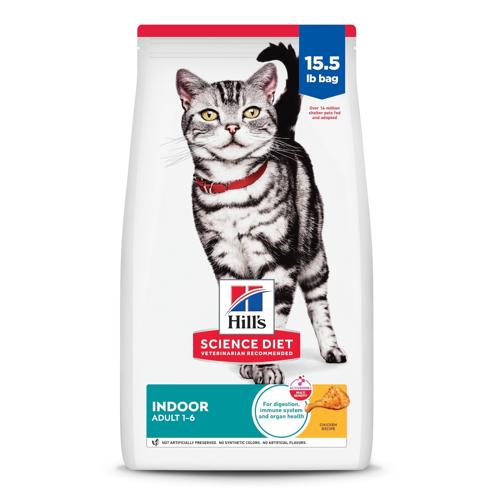 Hill’s Science Diet Adult 1-6 Indoor Dry Cat Food, Chicken, 15.5 lb. Bag