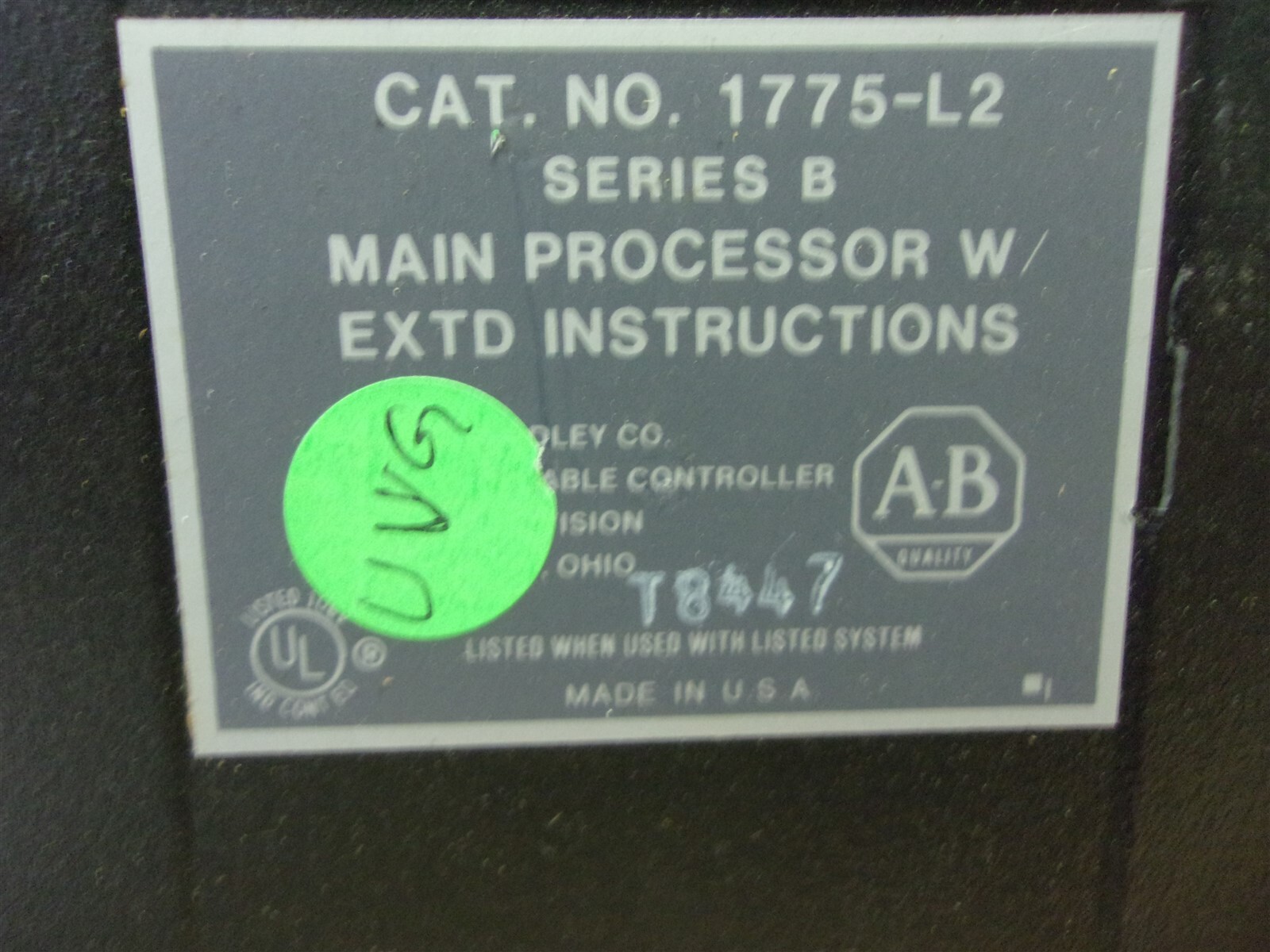 Allen Bradley 1775-L2 Series B Main Processor w/ Extd Instructions