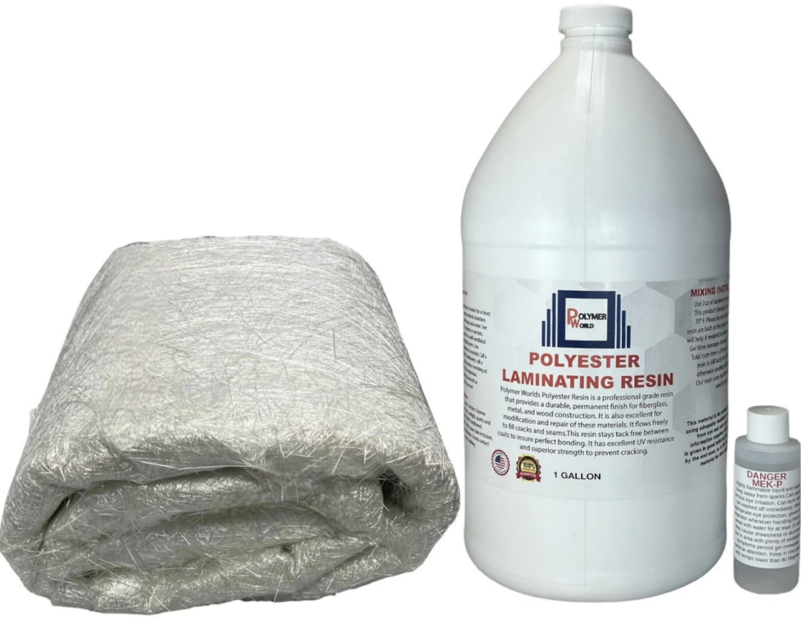 Polyester Resin with Fiberglass 1.5x50x10 Yards Chopped Strand Mat Auto Marine!