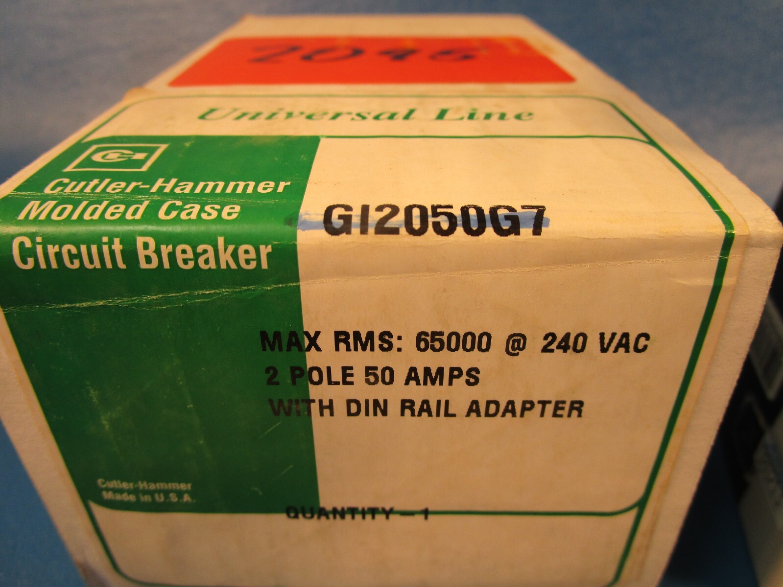 Cutler Hammer GI2050G7, Circuit Breaker, 240 VAC, 2 Pole, 50 A, DIN Rail Eaton