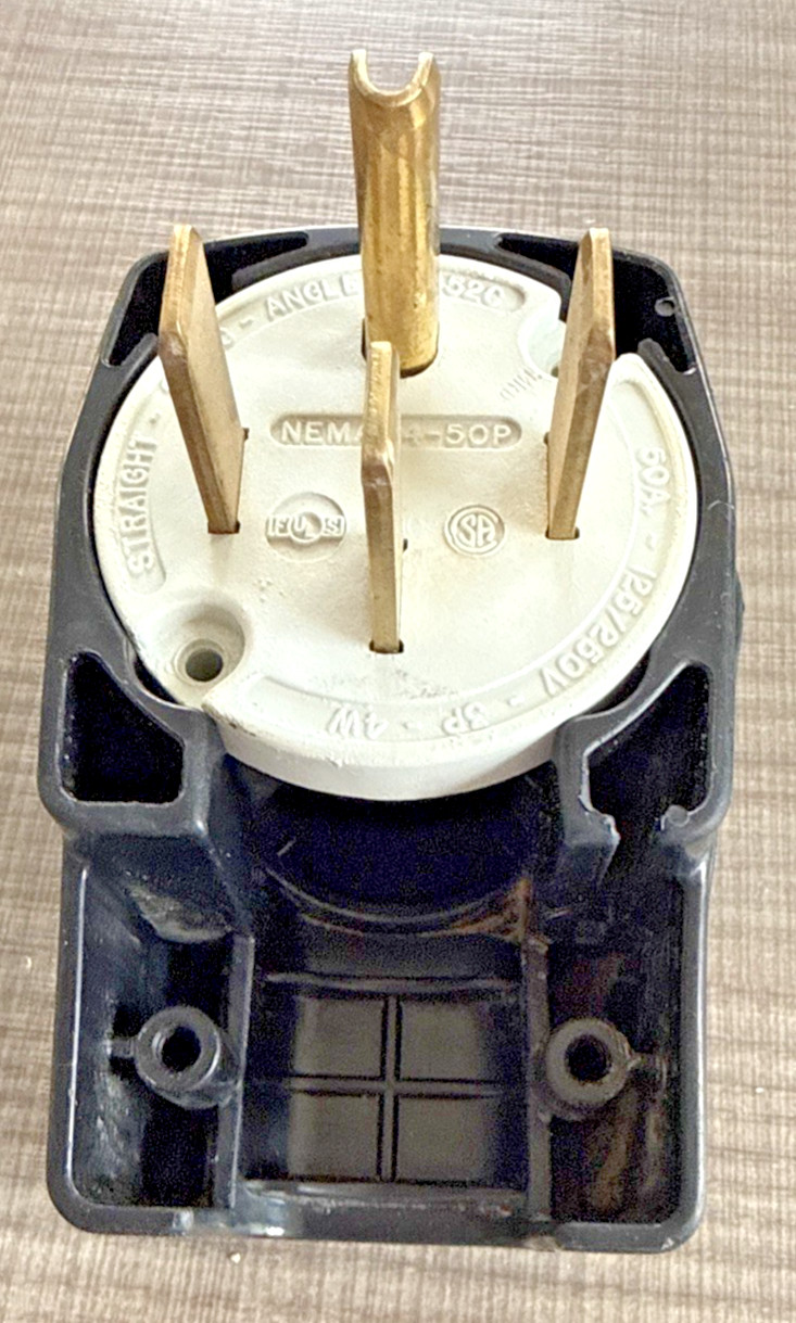 Hubbell Wiring Device Straight 9451C Angle 9452C Nema 14-50P 50A 125/250V 3P 4W
