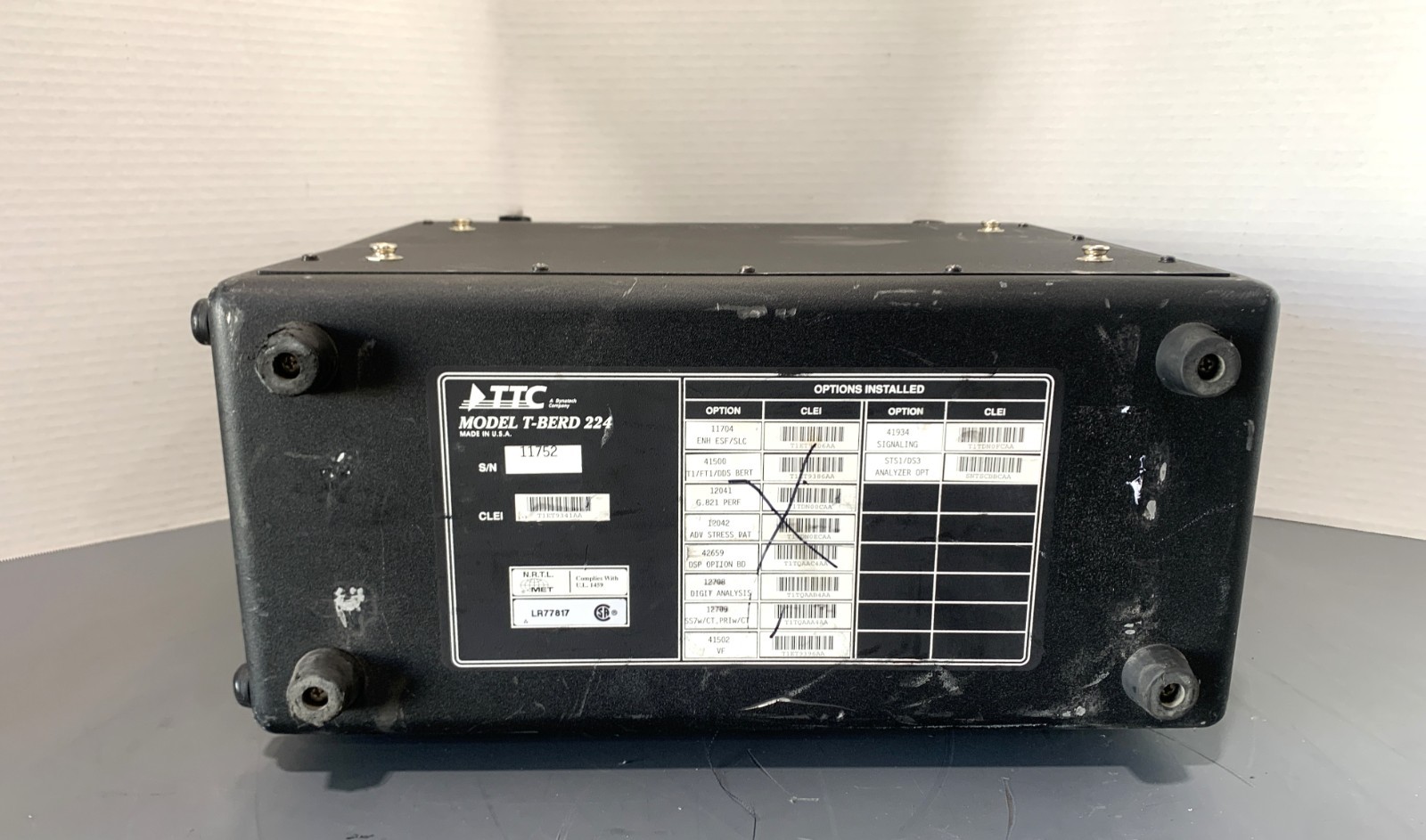 TTC T-BERD 224 T1 DS1 Transmission/Communication Analyzer 115VAC Power Tested