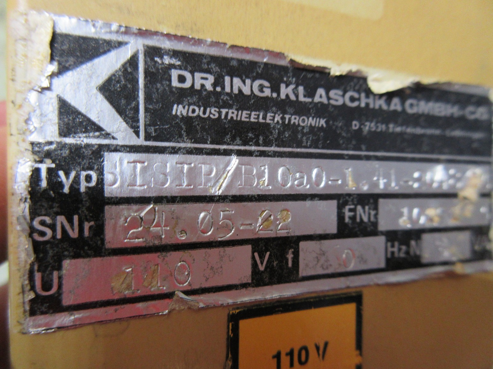 DR.ING.KLASCHKA GMBH+CO IMPULSE CONTROLLER SISIP/B10A0-1.41-20480 NR. 24.05-22