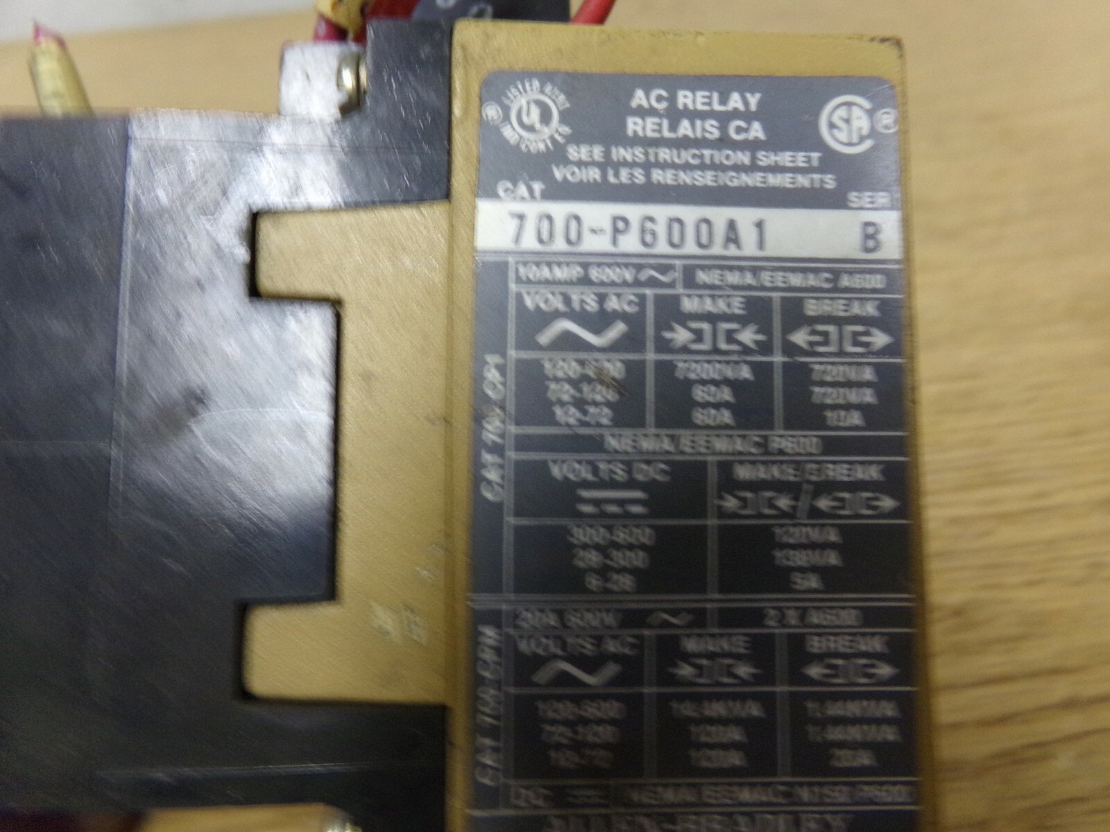 Allen Bradley 700-P600A1 Series B Control Relay w/ 700-N24 Ser B