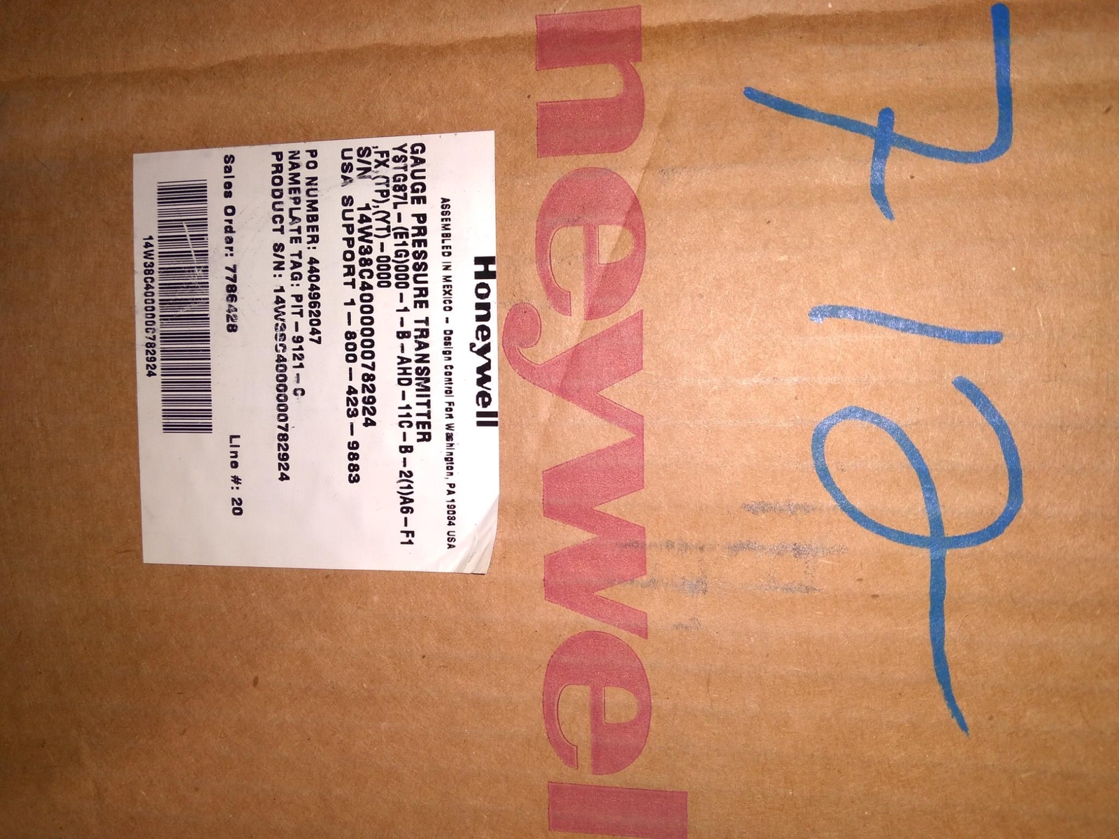 HONEYWELL GAUGE PRESSURE TRANSMITTER YSTG87L-(E1G)000-1-B-AHD-11C-B-2(1)A6-F1