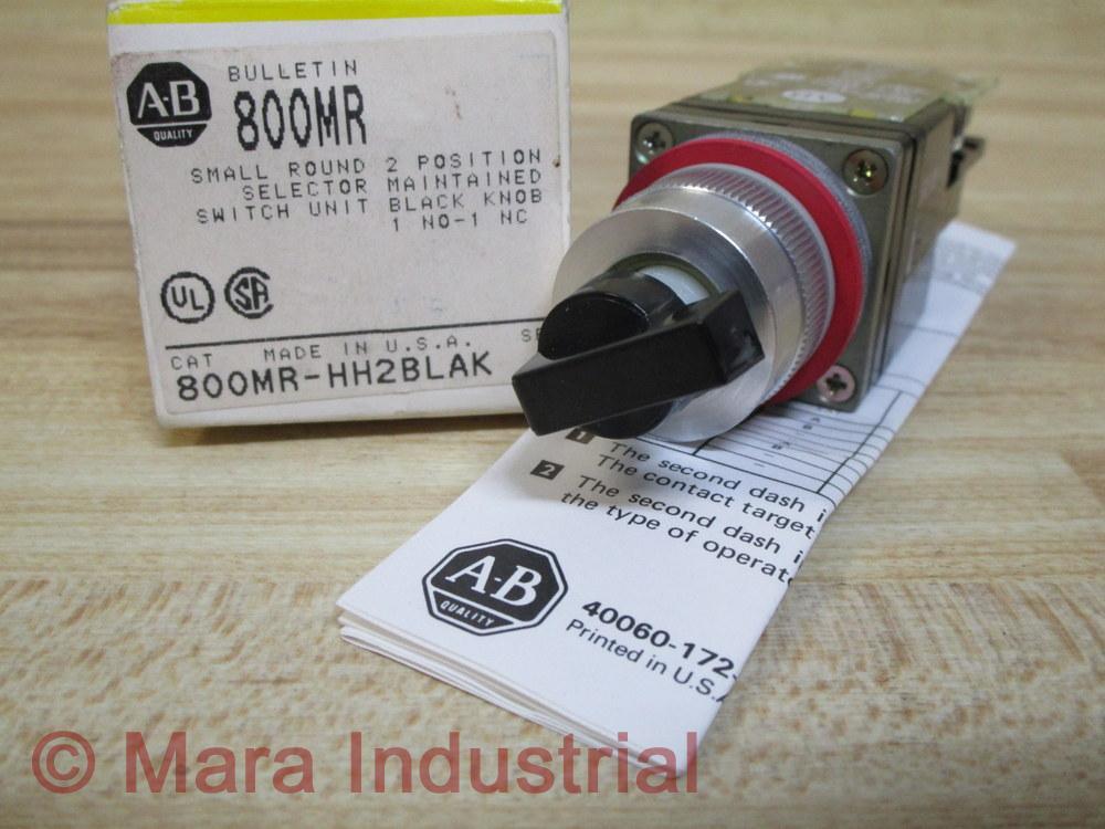 Allen Bradley 800MR-HH2BLAK Selector Switch 800MRHH2BLAK Series C
