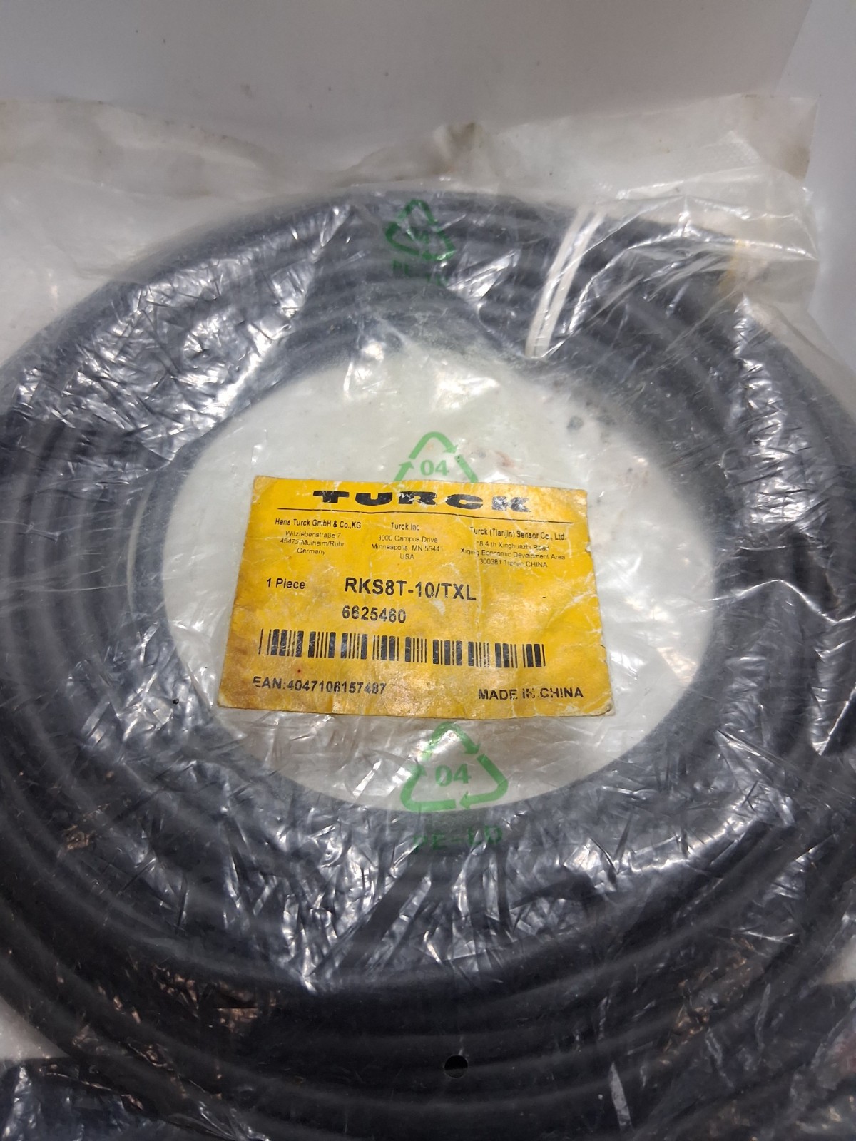 TURCK RKS8T-10/TXL CORDSET 8 PIN FEMALE M12 STRAIGHT NIB