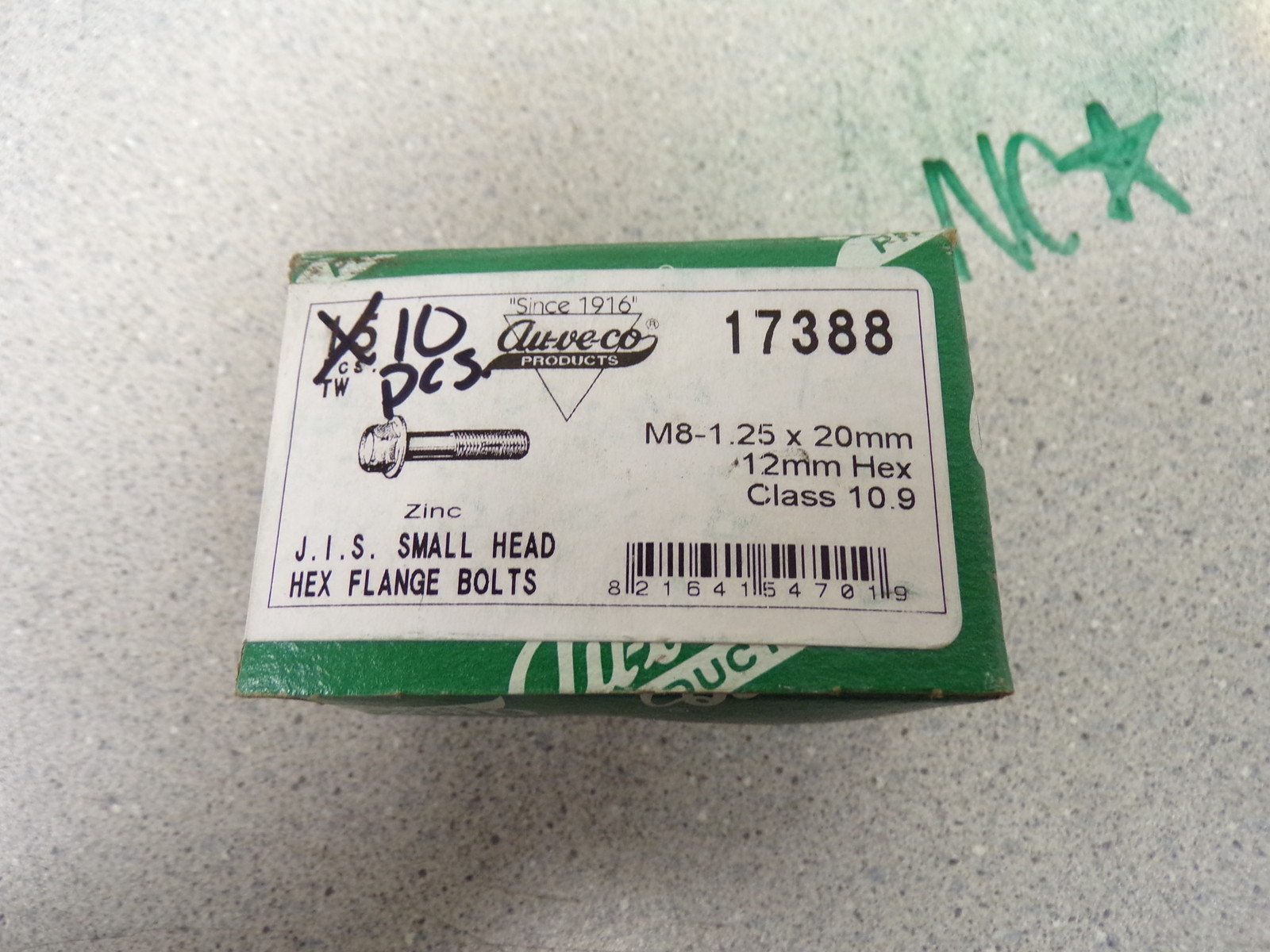 NEW Au-Ve-Co Products JIS Small Head Hex Flange Bolts 17388 10- *FREE SHIPPING*