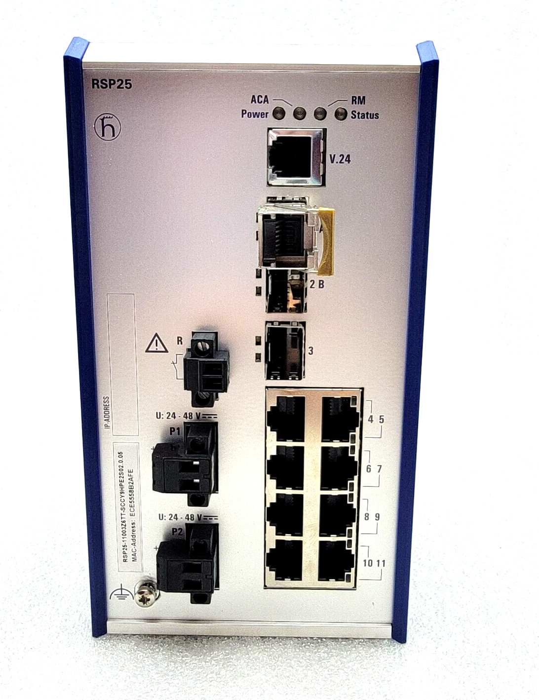 NEW HIRSCHMANN RSP25 RAIL SWITCH WITH AXCEN SFP-100TX COPPER SFP 8 PORT