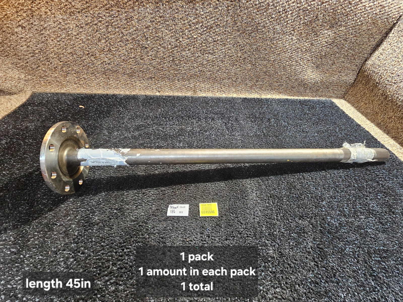 Meritor B110-9 45-inch Axle Shaft U9043 SIlver, 8-Bolt Hole Steel