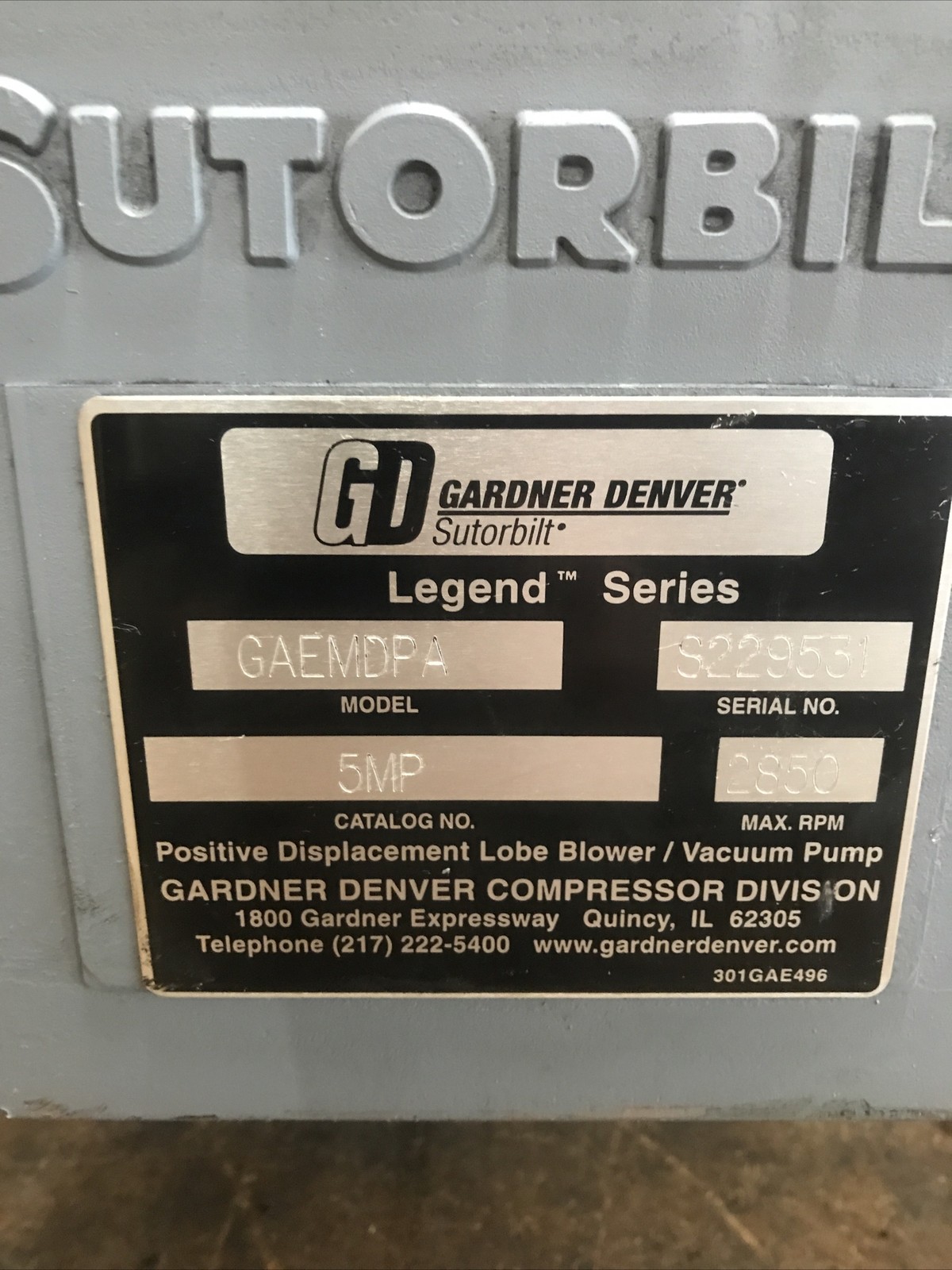GARDNER DENVER SUTORBILT GAEMDPA 5MP NSNP New!!