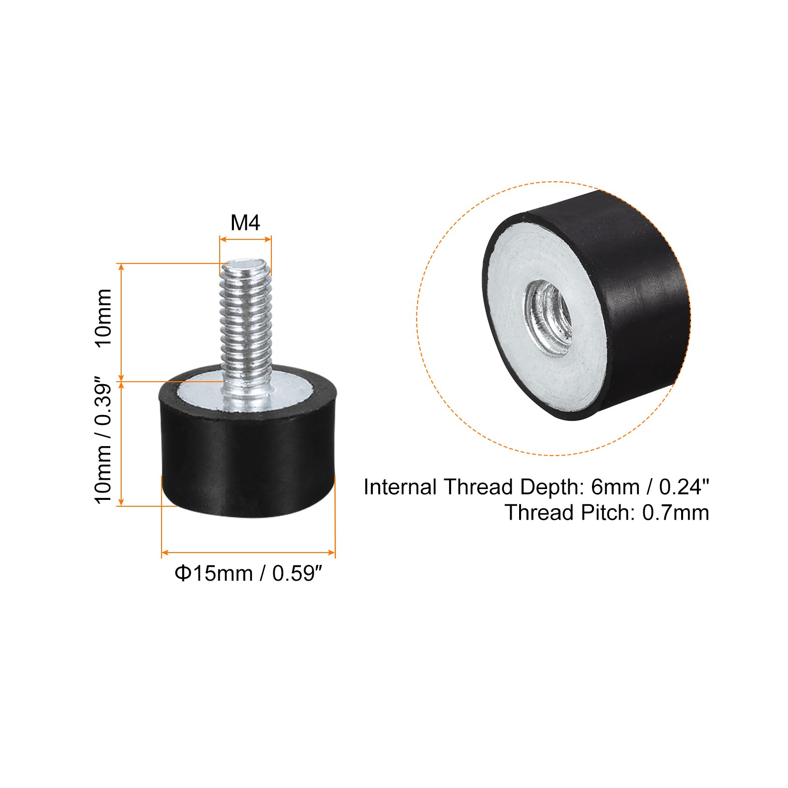 12pcs Rubber Mounts M4 Male/Female Vibration Isolator Shock Absorber DIY