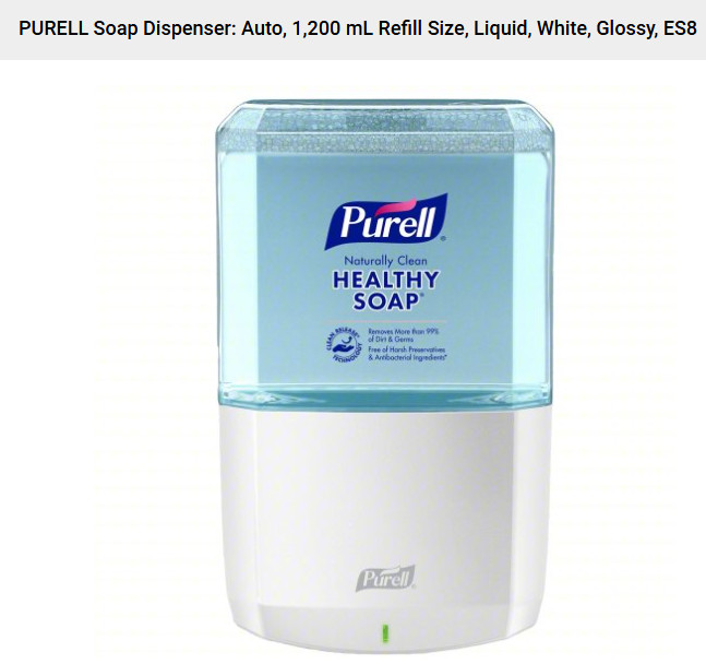 Purell 7730-01 Es8 Touch-Free Soap Dispenser 1200Ml- White