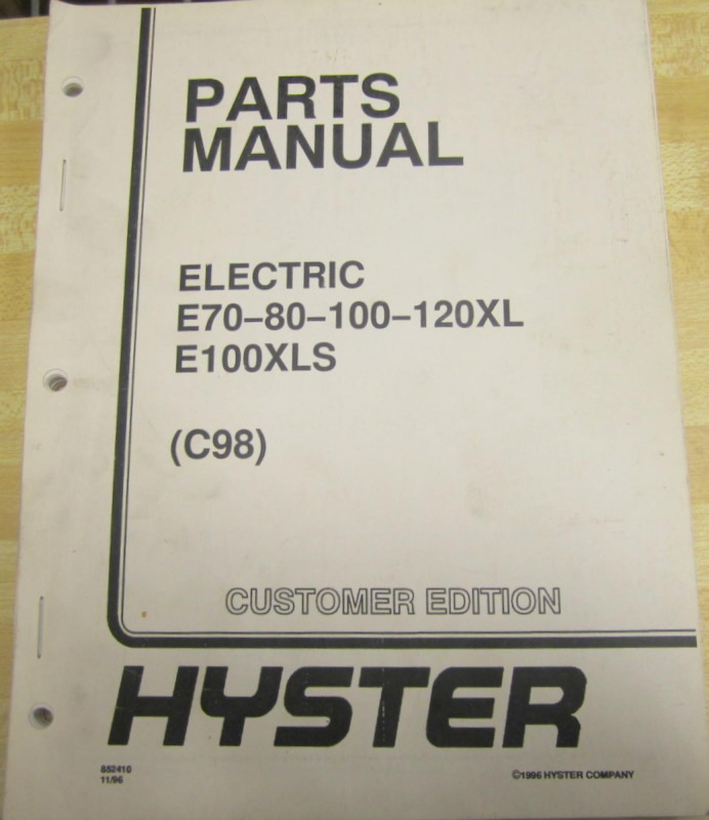 Hyster E70-80-100-120XL Parts Manual Hy-E7080100120XL