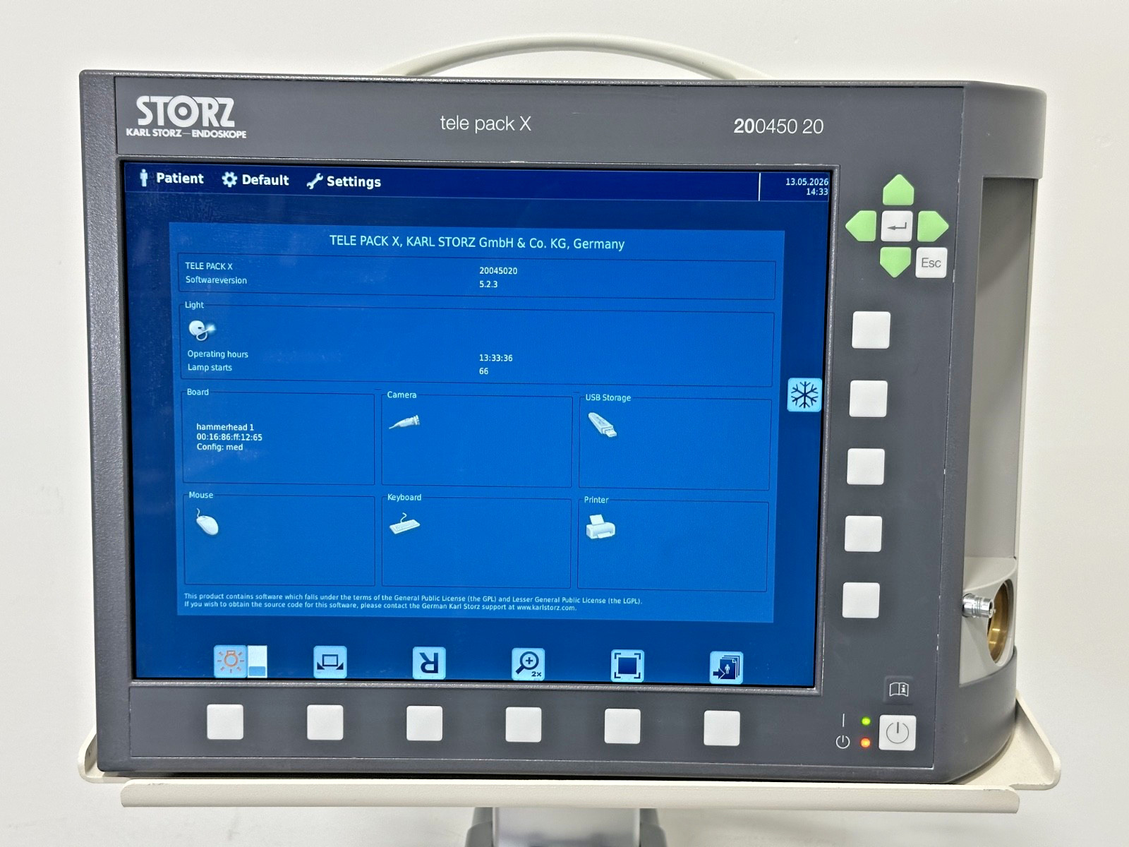 Karl Storz Tele Pack X 20045020 Endoscopy Video Monitor System Cart Stand