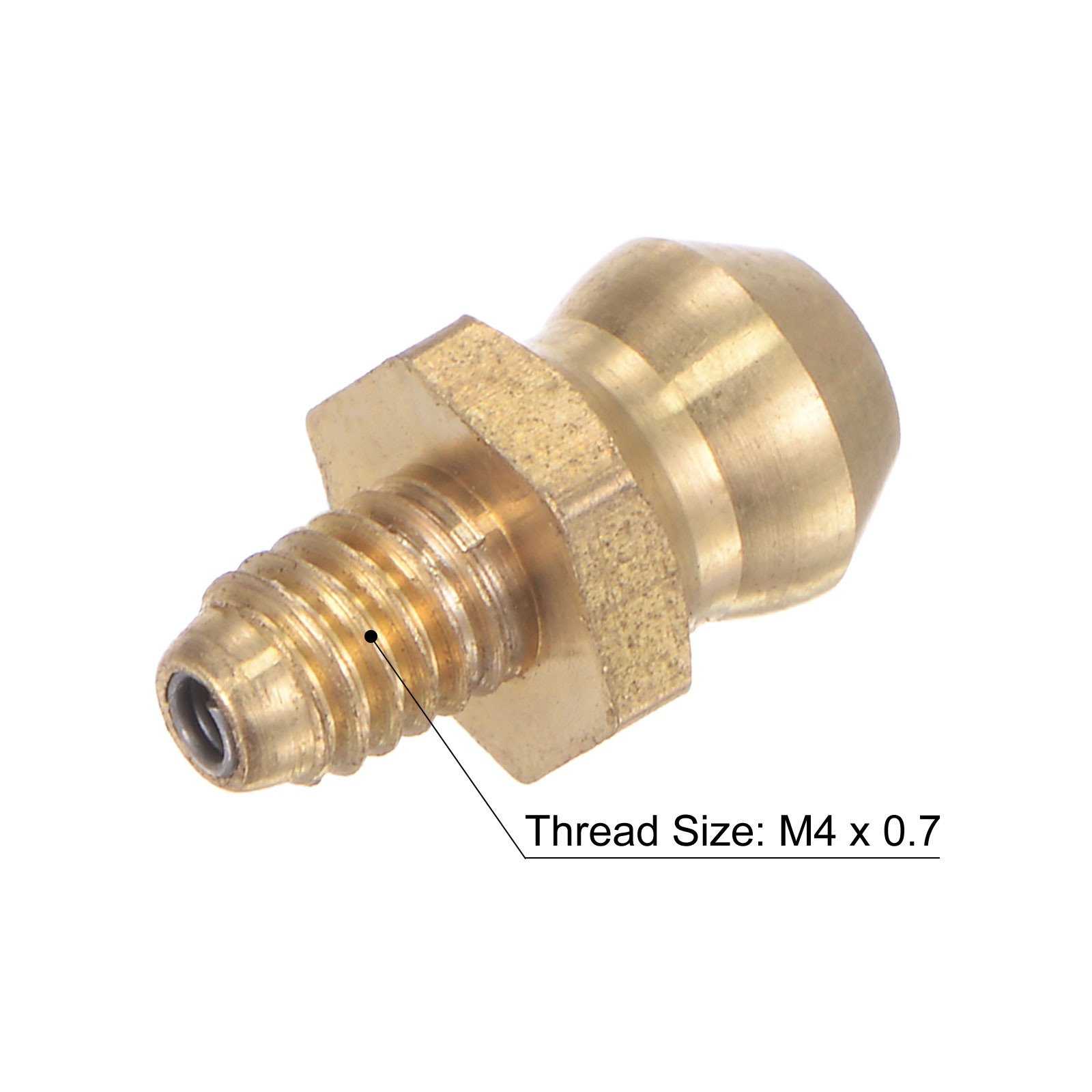 M4 x 0.7mm Thread Hydraulic Grease Fitting Brass Straight 10Pcs