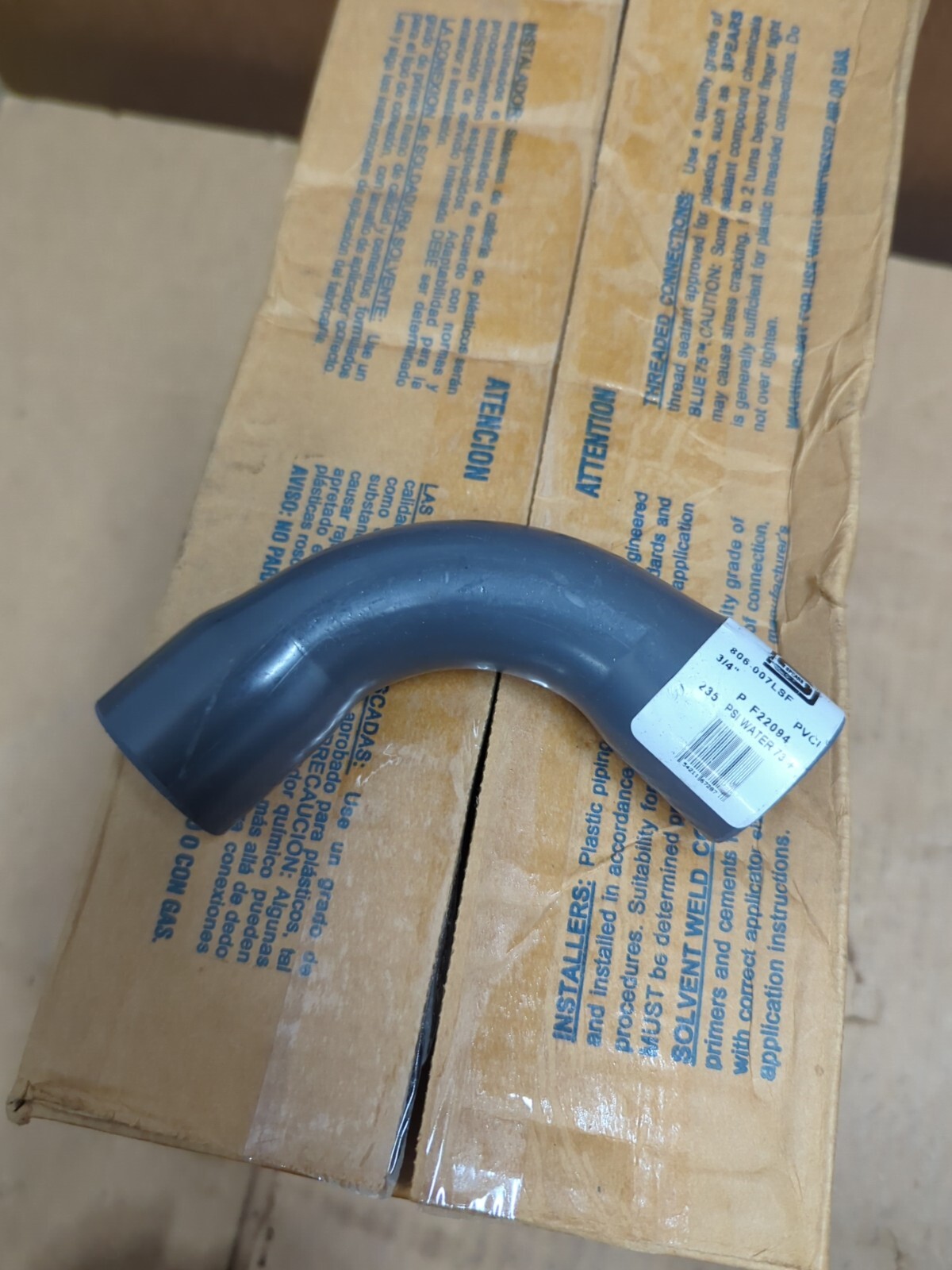 Spears 806-007LSF 3/4 PVC Long Sweep 90 Elbow SOC SCH80 Fab