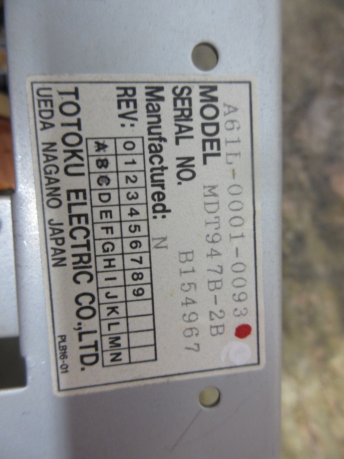 TOTOKU A61L-0001-0093 MDT947B-2B CNC DISPLAY MONITOR