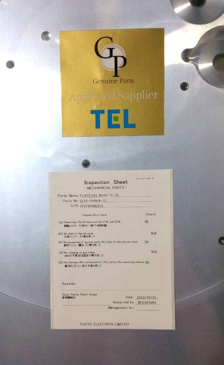 TEL – Tokyo Electron Limited 2L10-150826-12 Plate, UEL Body TL V3 – NEW