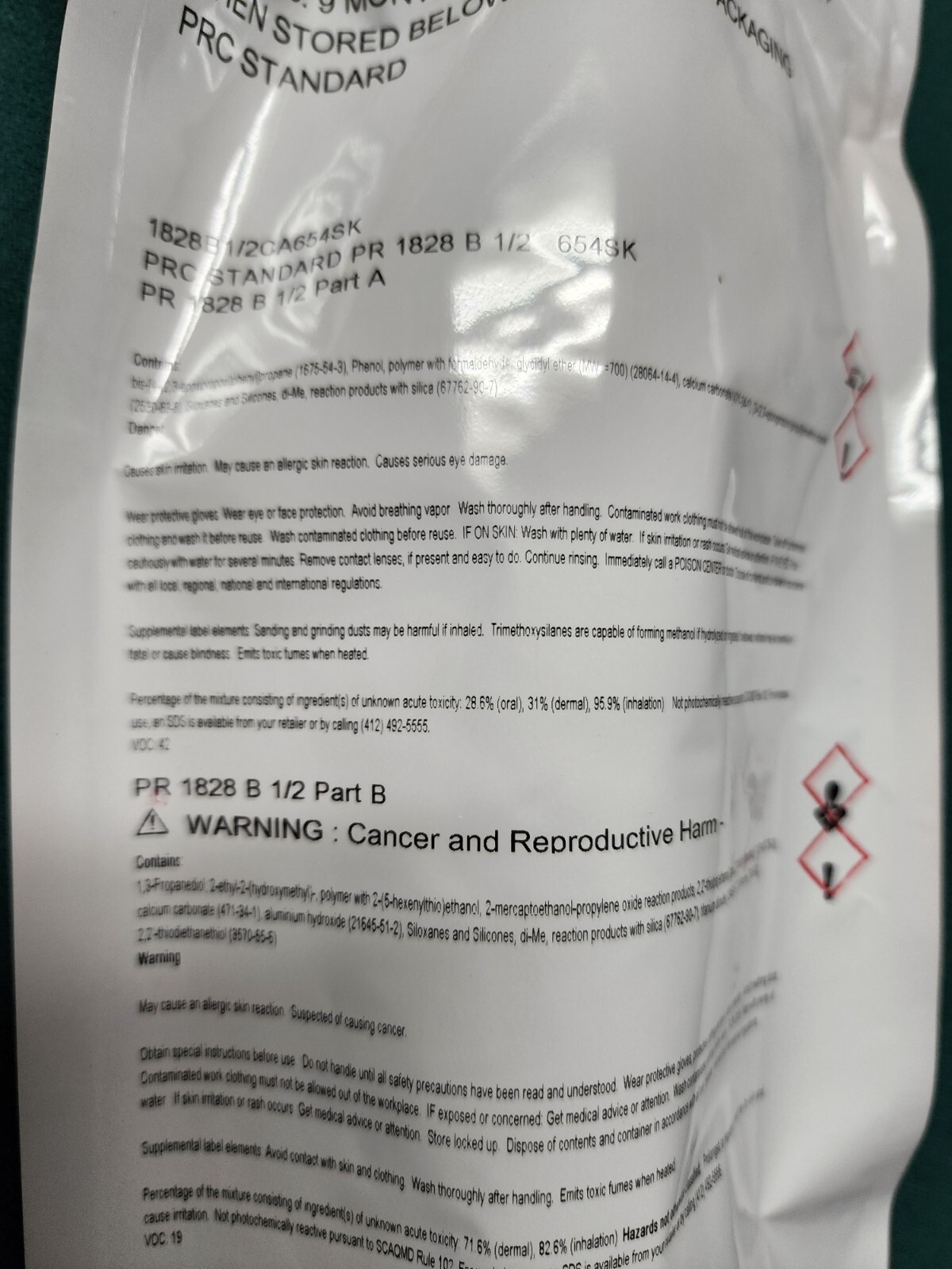 PR-1828 B-1/2 PPG AMS3277J Type 2, Spec Rapid cure tank sealant(NEW in Bag)