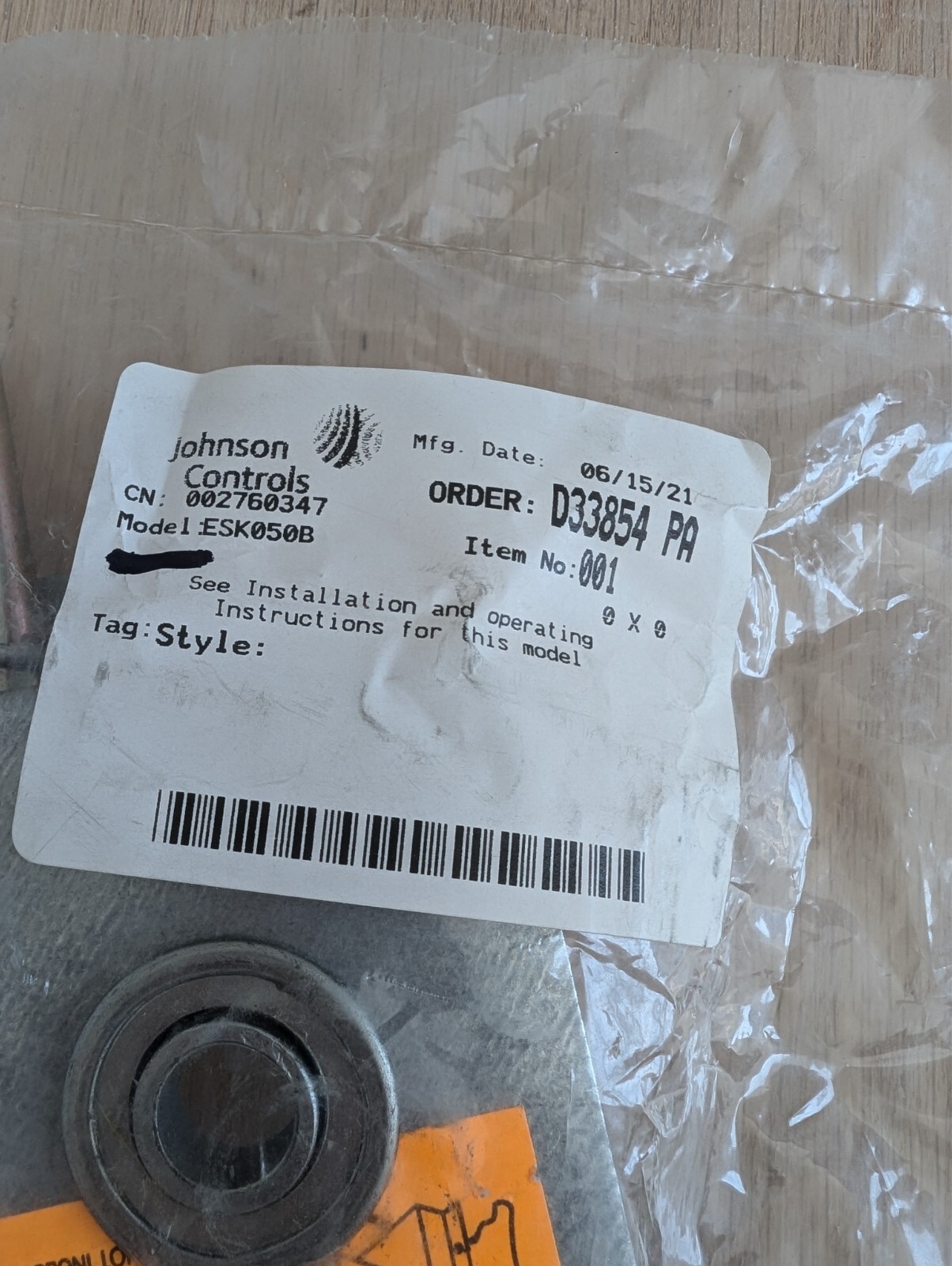 JOHNSON CONTROLS ESK050B ( RUSKIN ) EXTENDED SHAFT SUPPORT BEARING NEW HVAC